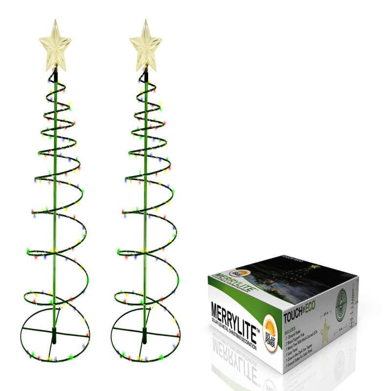 Touch of ECO 2 ft. Outdoor Solar PreLit LED Spiral Christmas Tree & Reviews Wayfair